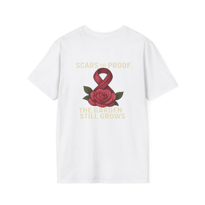 Inspirational Garden T-Shirt, Softstyle Tee, Motivational Shirt, Flower Print, Gift for Cancer Awareness, Supportive Apparel