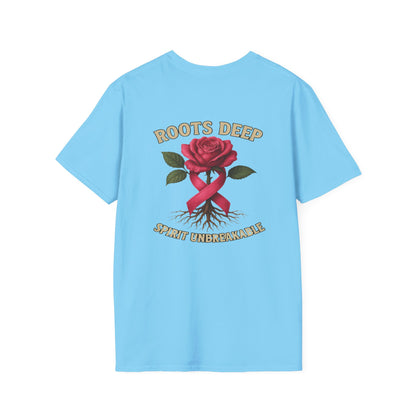 Roots Deep Unisex Softstyle T-Shirt - Inspirational Awareness Tee, Gift for Support, Motivational Shirt, Casual Wear, Fundraising Apparel