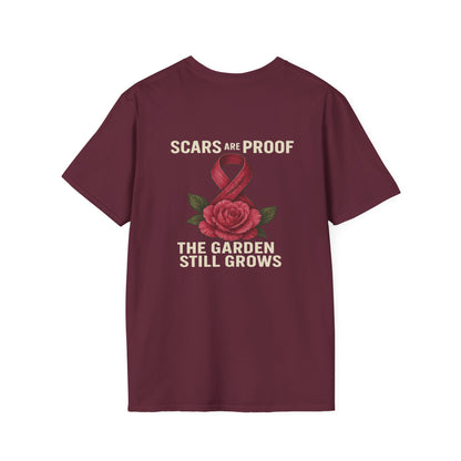 Inspirational Garden T-Shirt, Softstyle Tee, Motivational Shirt, Flower Print, Gift for Cancer Awareness, Supportive Apparel